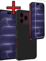 BTH BTH iPhone 18 Pro Max Hoesje Siliconen Met Screenprotector Met Dichte Notch - Zwart