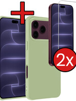 BTH BTH iPhone 18 Pro Max Hoesje Siliconen Met 2x Screenprotector Met Dichte Notch - Groen
