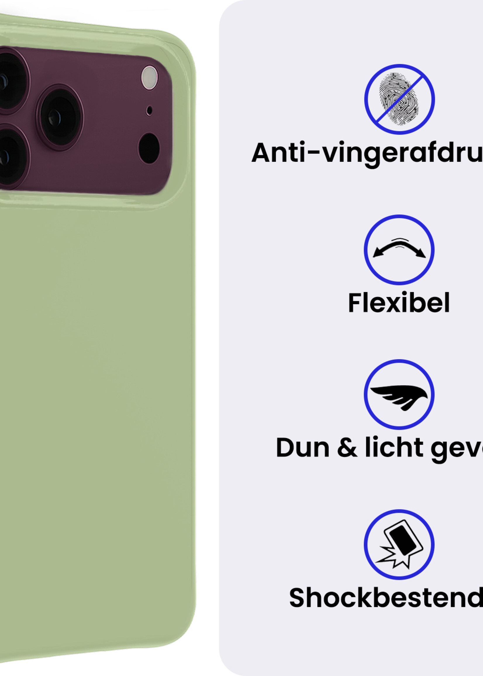 BTH BTH iPhone 18 Pro Max Hoesje Siliconen Met 2x Screenprotector Met Dichte Notch - Groen