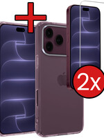 BTH BTH iPhone 18 Pro Max Hoesje Siliconen Met 2x Screenprotector Met Dichte Notch - Transparant