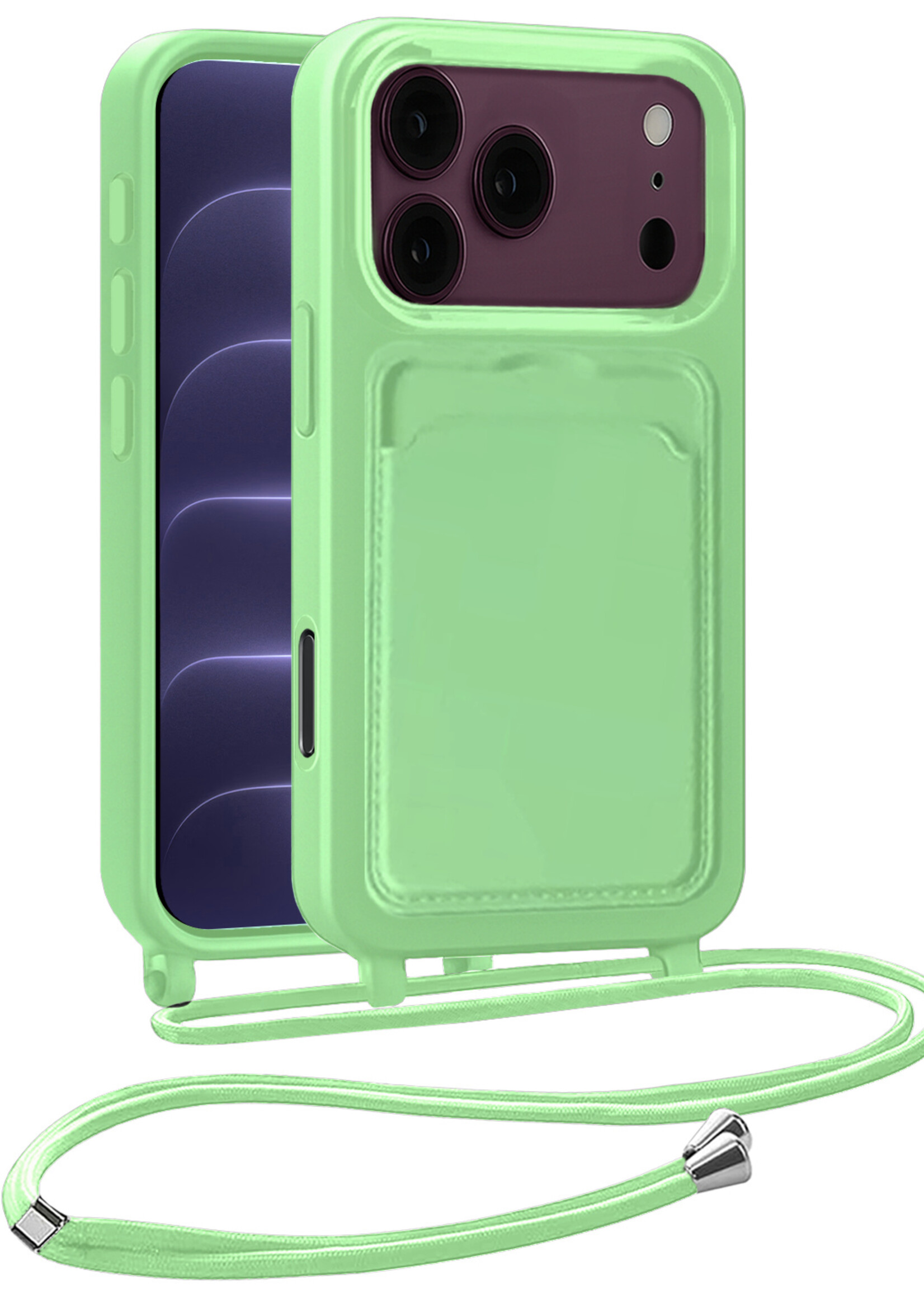 BTH BTH iPhone 18 Pro Hoesje Pashouder met Koord - Groen
