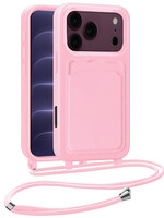 BTH BTH iPhone 18 Pro Hoesje Pashouder met Koord - Lichtroze
