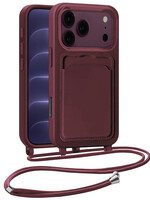 BTH BTH iPhone 18 Pro Max Hoesje Pashouder met Koord - Aubergine
