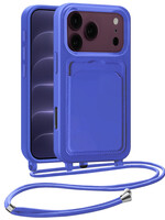 BTH BTH iPhone 18 Pro Max Hoesje Pashouder met Koord - Fel Blauw