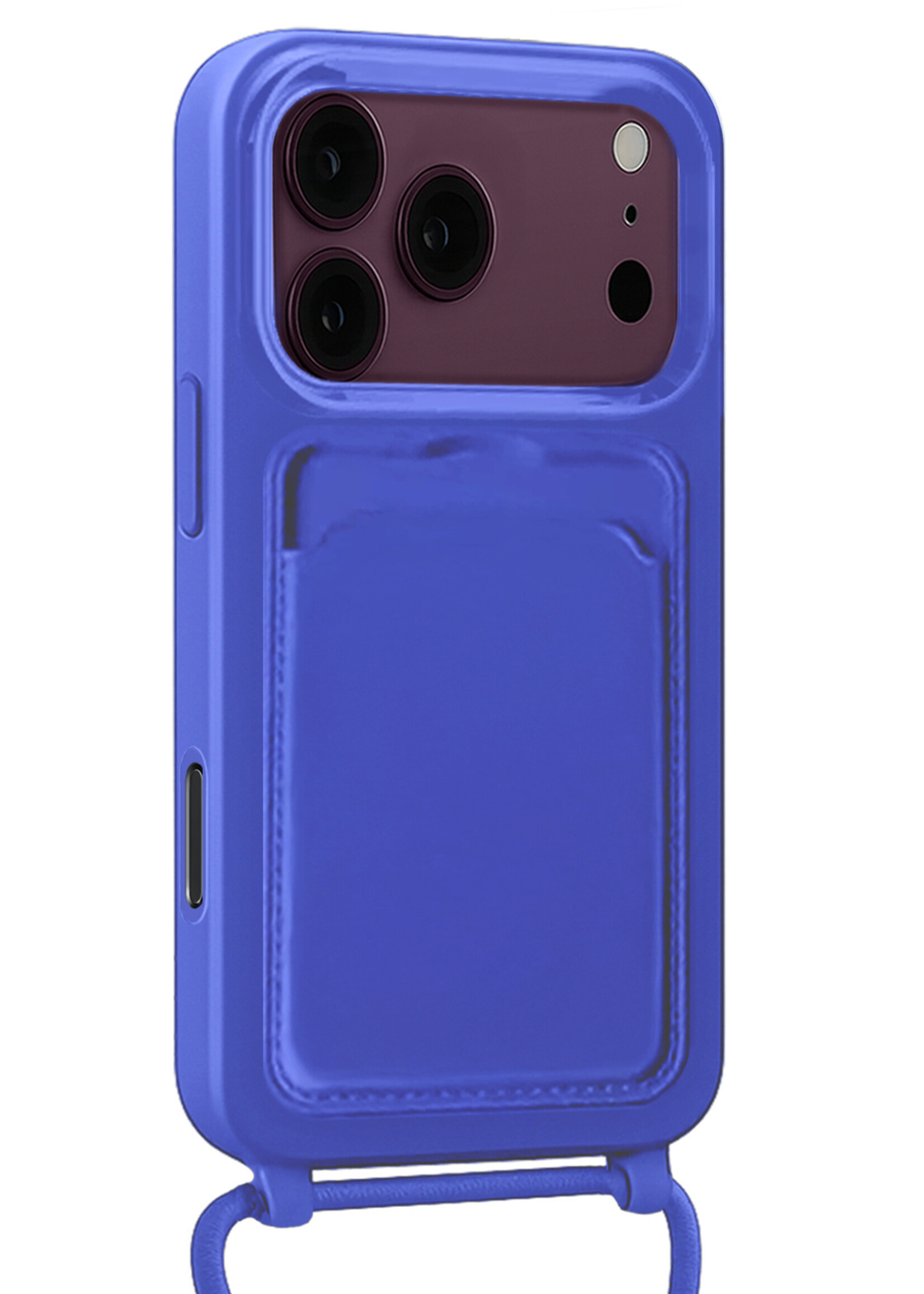 BTH BTH iPhone 18 Pro Max Hoesje Pashouder met Koord - Fel Blauw