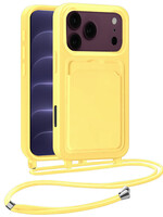 BTH BTH iPhone 18 Pro Max Hoesje Pashouder met Koord - Geel