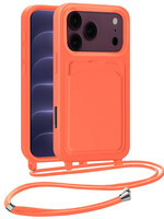 BTH BTH iPhone 18 Pro Max Hoesje Pashouder met Koord - Papaya