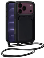BTH BTH iPhone 18 Pro Max Hoesje Pashouder met Koord - Zwart