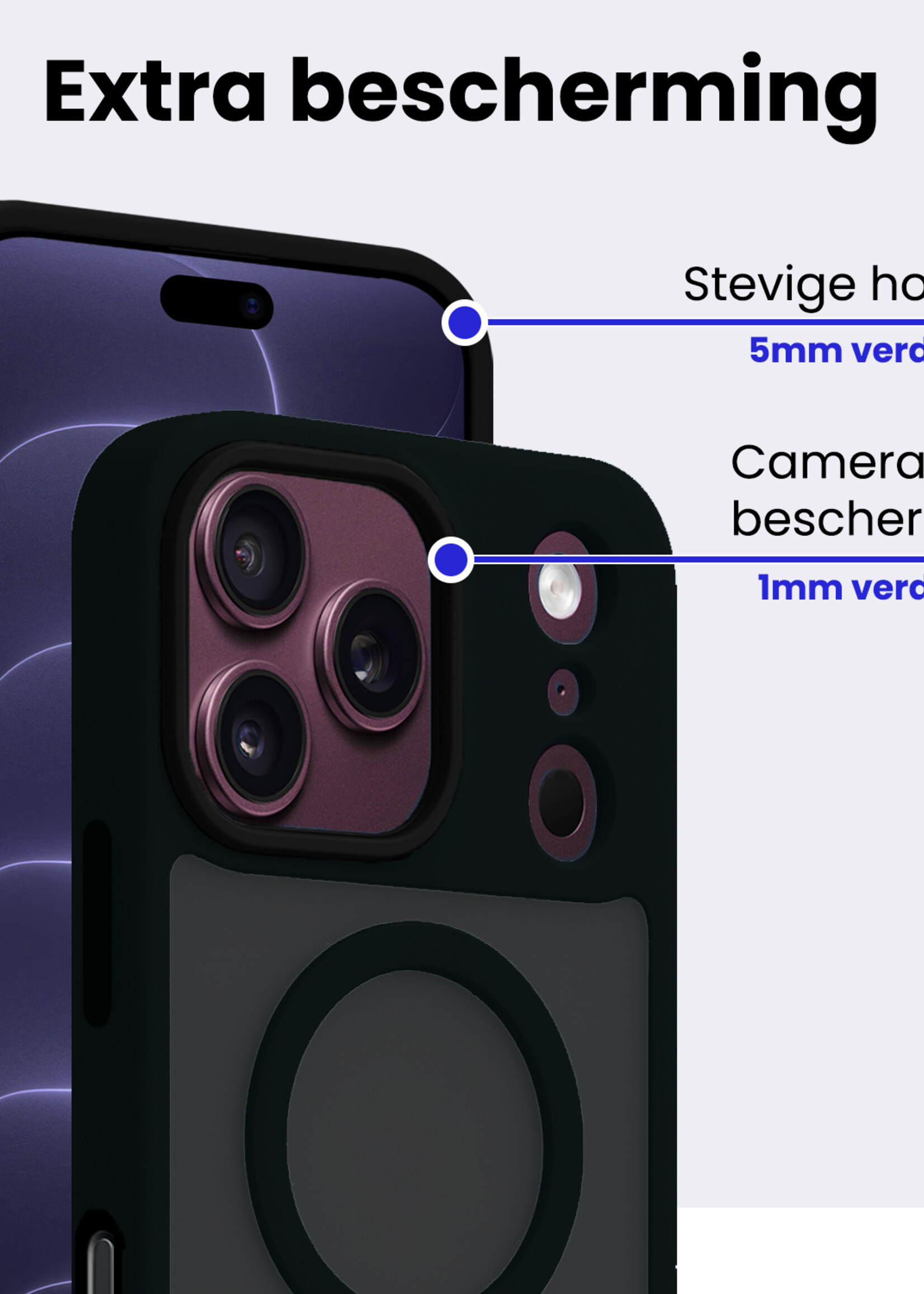 BTH BTH iPhone 18 Pro Magsafe Hoesje Zwart Met 2x Screenprotector
