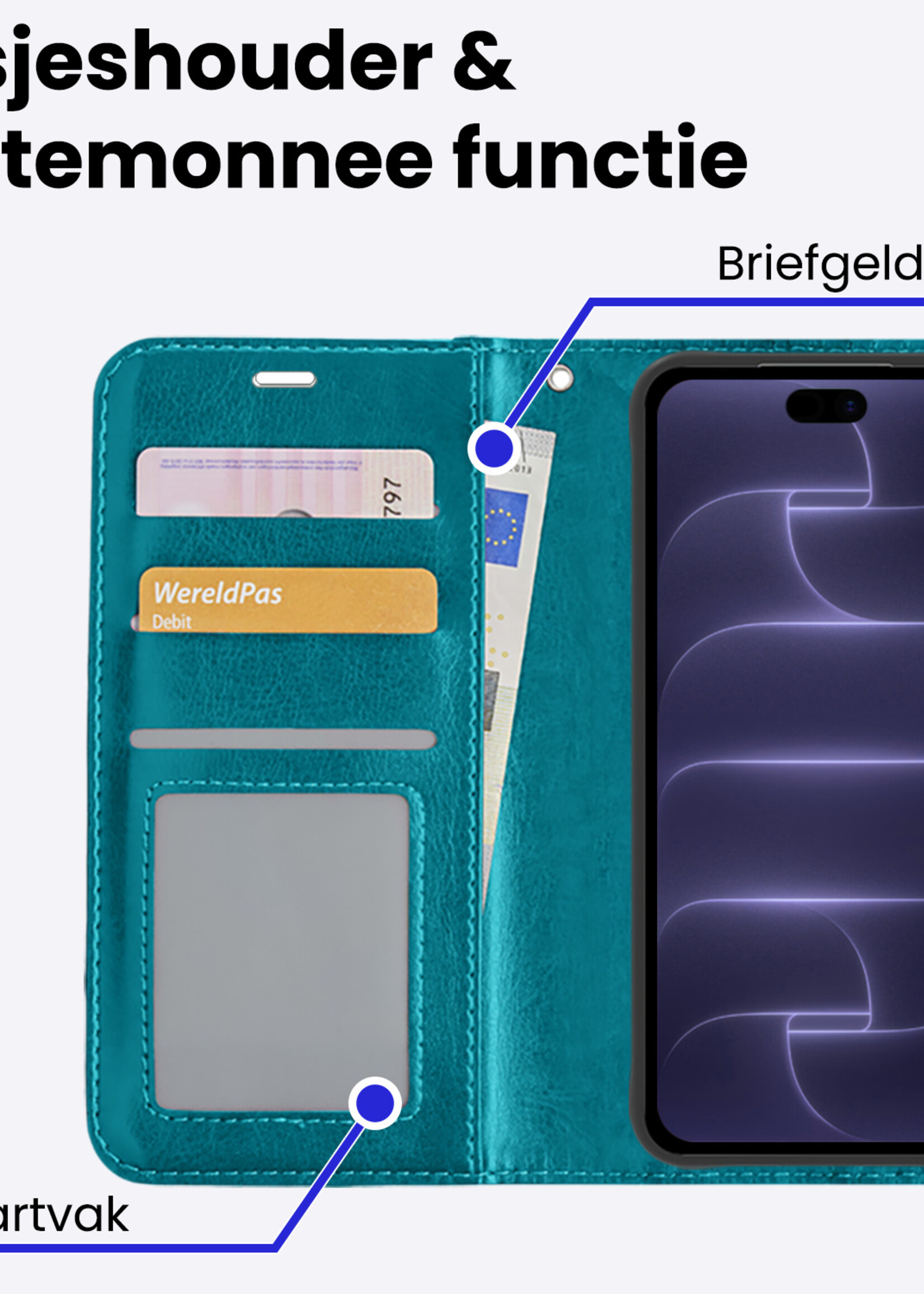 BTH BTH iPhone 18 Pro Hoesje Bookcase - Turquoise