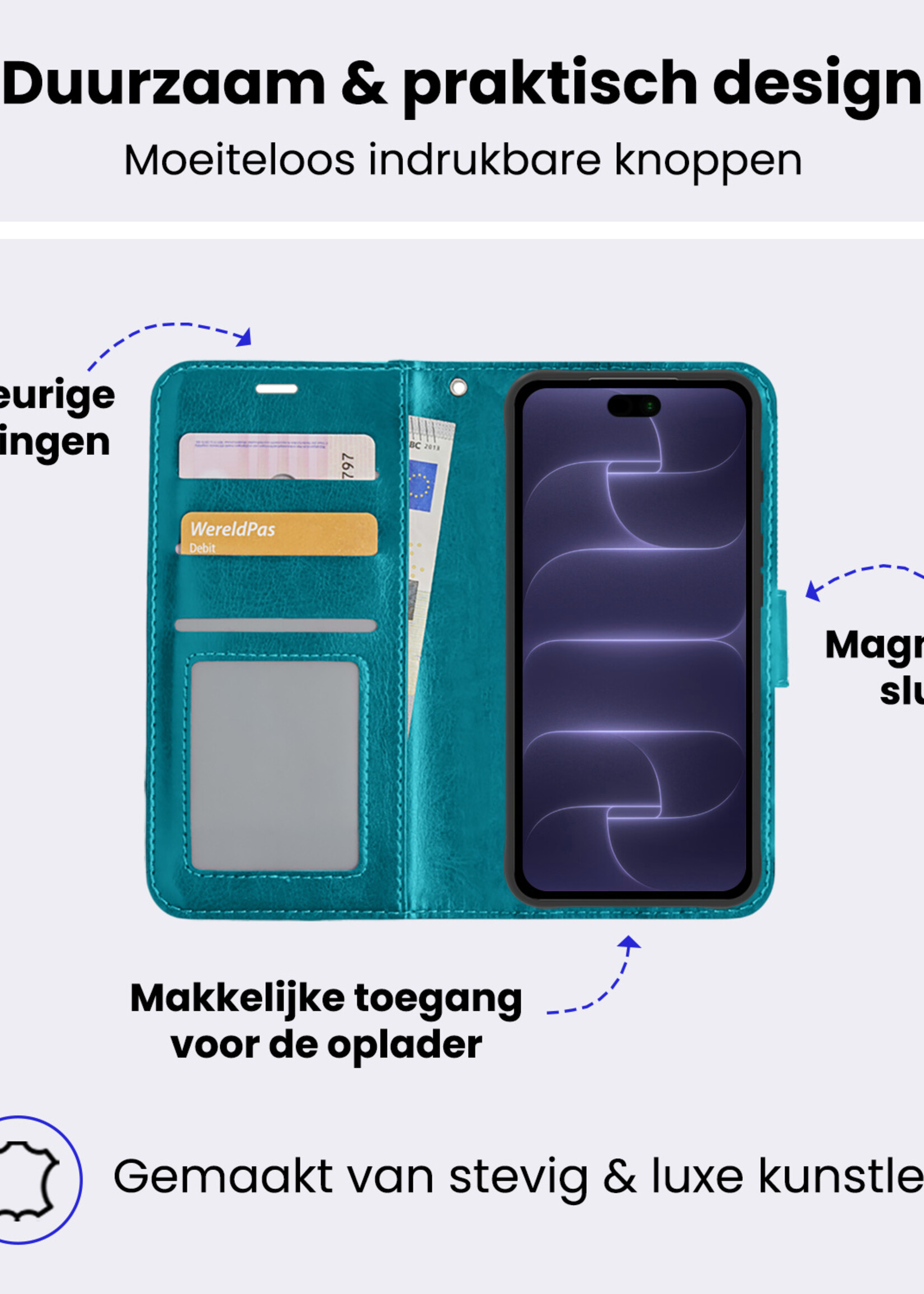 BTH BTH iPhone 18 Pro Hoesje Bookcase - Turquoise