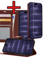 BTH BTH iPhone 18 Pro Hoesje Bookcase Met Screenprotector - Bruin