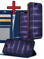 BTH BTH iPhone 18 Pro Hoesje Bookcase Met Screenprotector - Donkerblauw