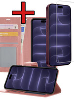 BTH BTH iPhone 18 Pro Hoesje Bookcase Met Screenprotector - Rose Goud