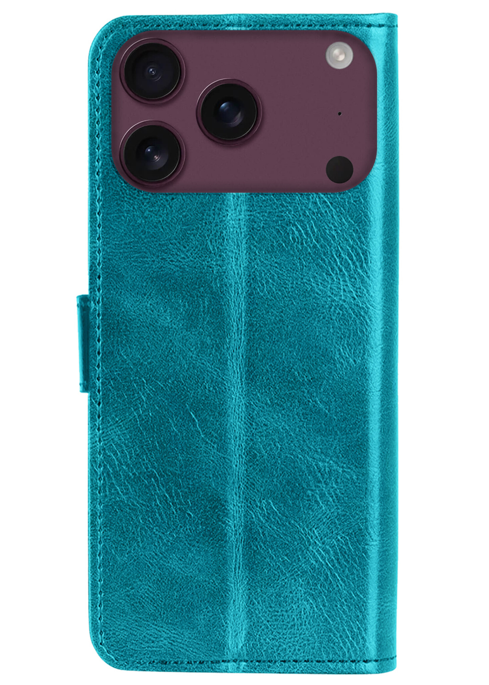 BTH BTH iPhone 18 Pro Hoesje Bookcase Met 2x Screenprotector - Turquoise