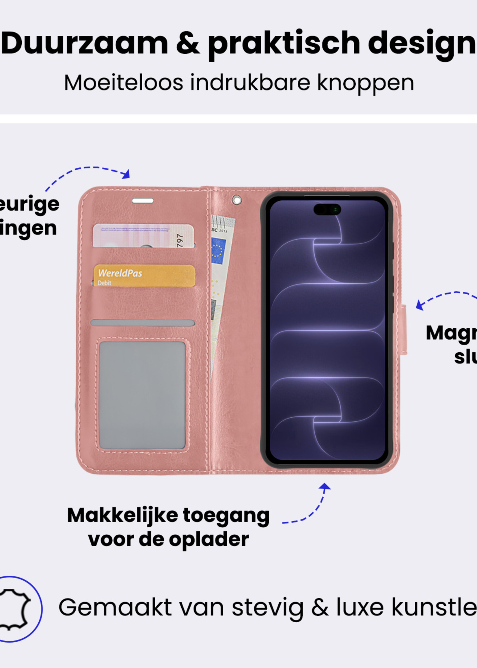 BTH BTH iPhone 18 Pro Max Hoesje Bookcase - Rose Goud