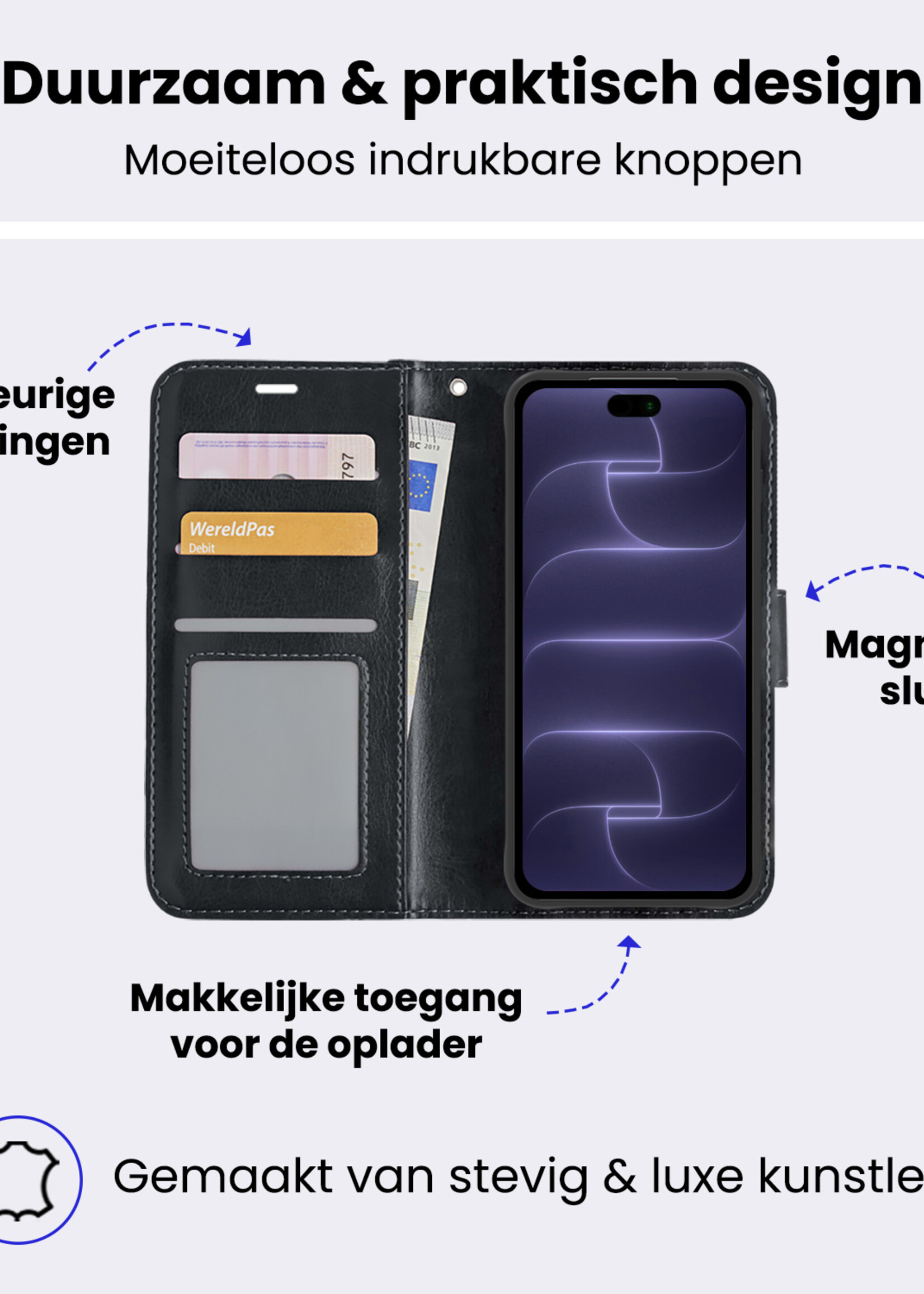BTH BTH iPhone 18 Pro Max Hoesje Bookcase - Zwart