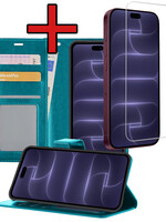 BTH BTH iPhone 18 Pro Max Hoesje Bookcase Met Screenprotector - Turquoise