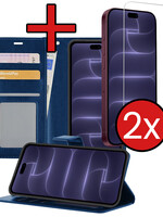BTH BTH iPhone 18 Pro Max Hoesje Bookcase Met 2x Screenprotector - Donkerblauw