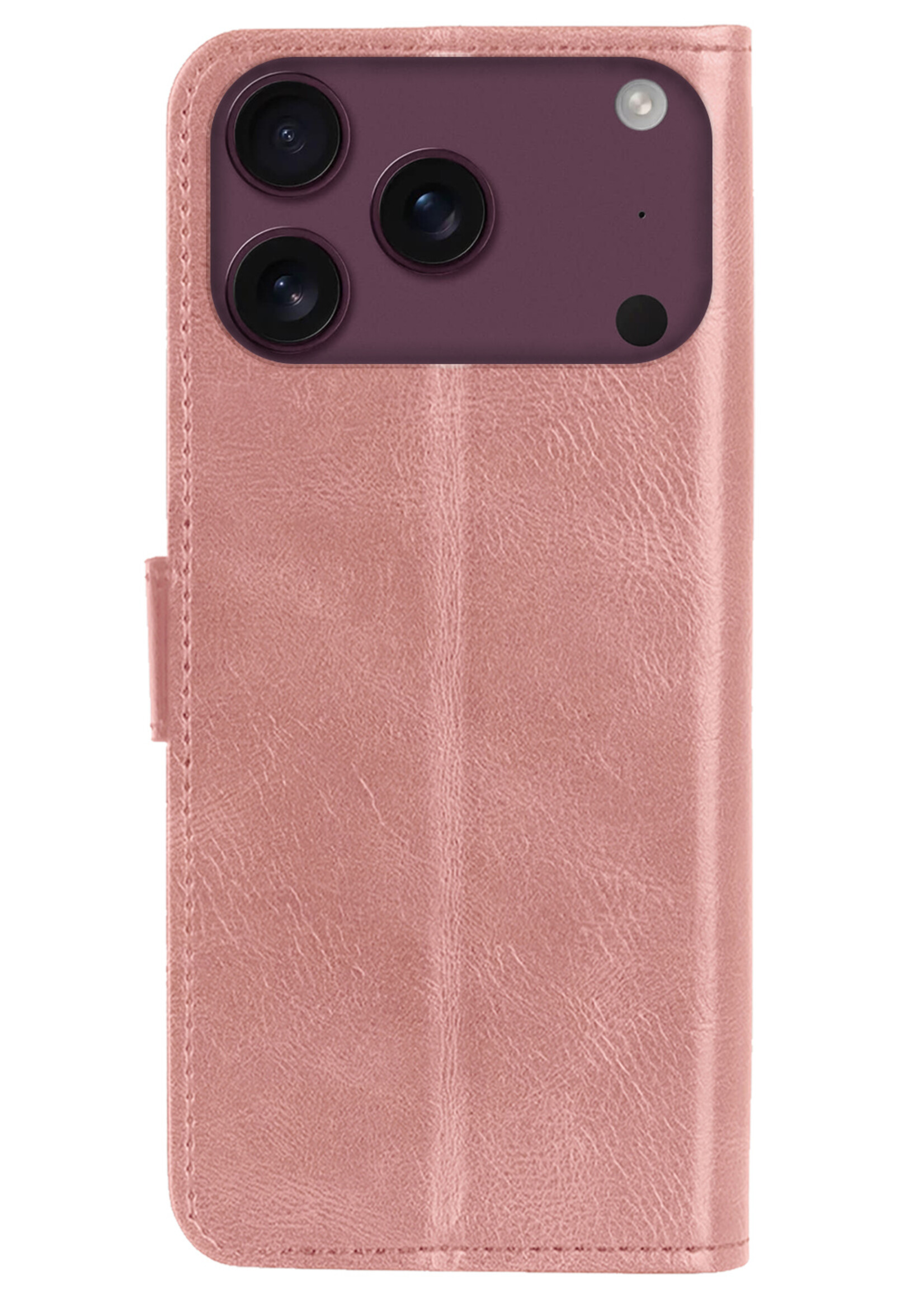 BTH BTH iPhone 18 Pro Max Hoesje Bookcase Met 2x Screenprotector - Rose Goud