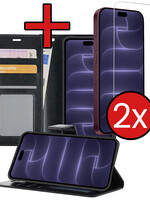 BTH BTH iPhone 18 Pro Max Hoesje Bookcase Met 2x Screenprotector - Zwart