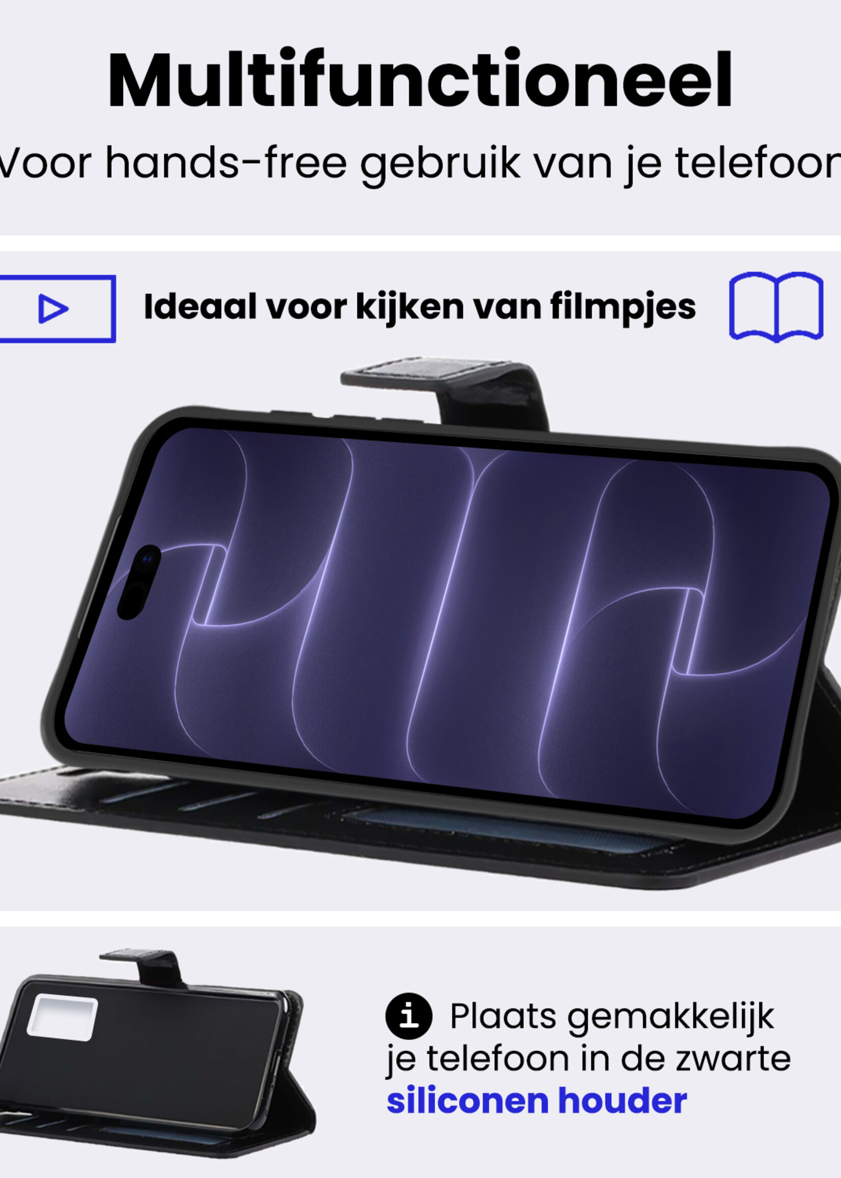 BTH BTH iPhone 18 Pro Max Hoesje Bookcase Met 2x Screenprotector - Zwart