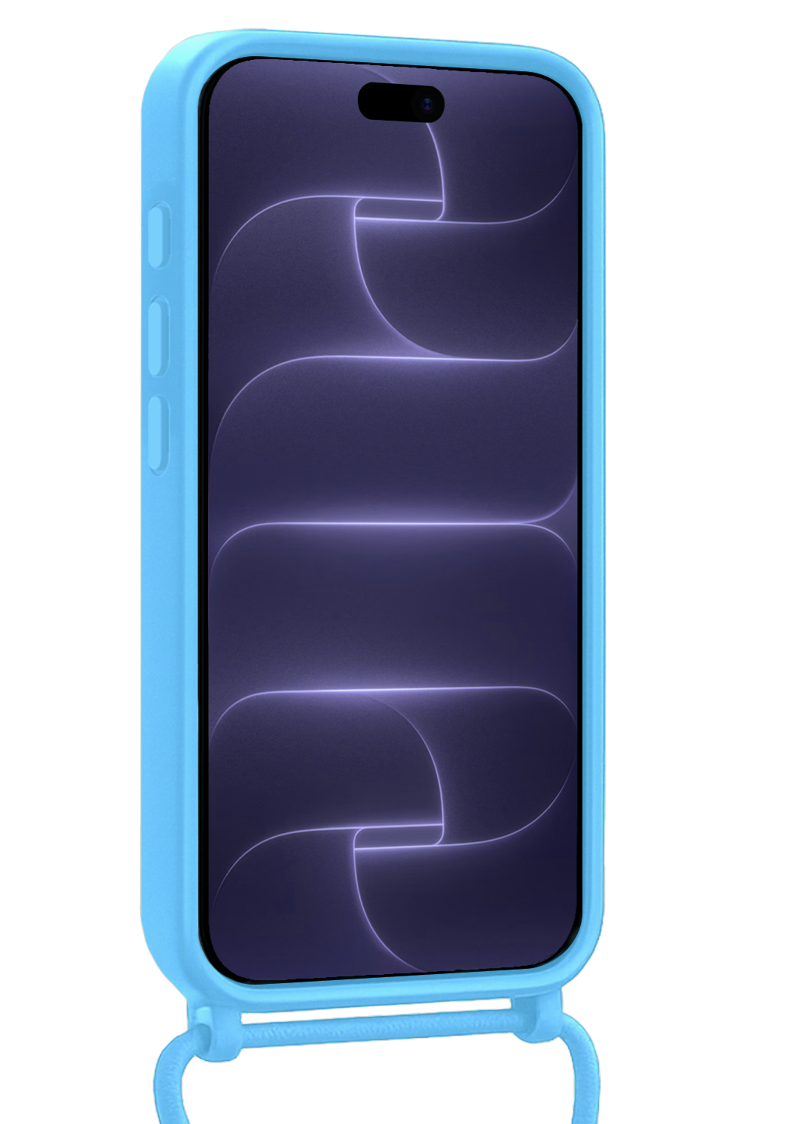 BTH BTH iPhone 18 Pro Max Hoesje Pashouder met Koord - Lichtblauw