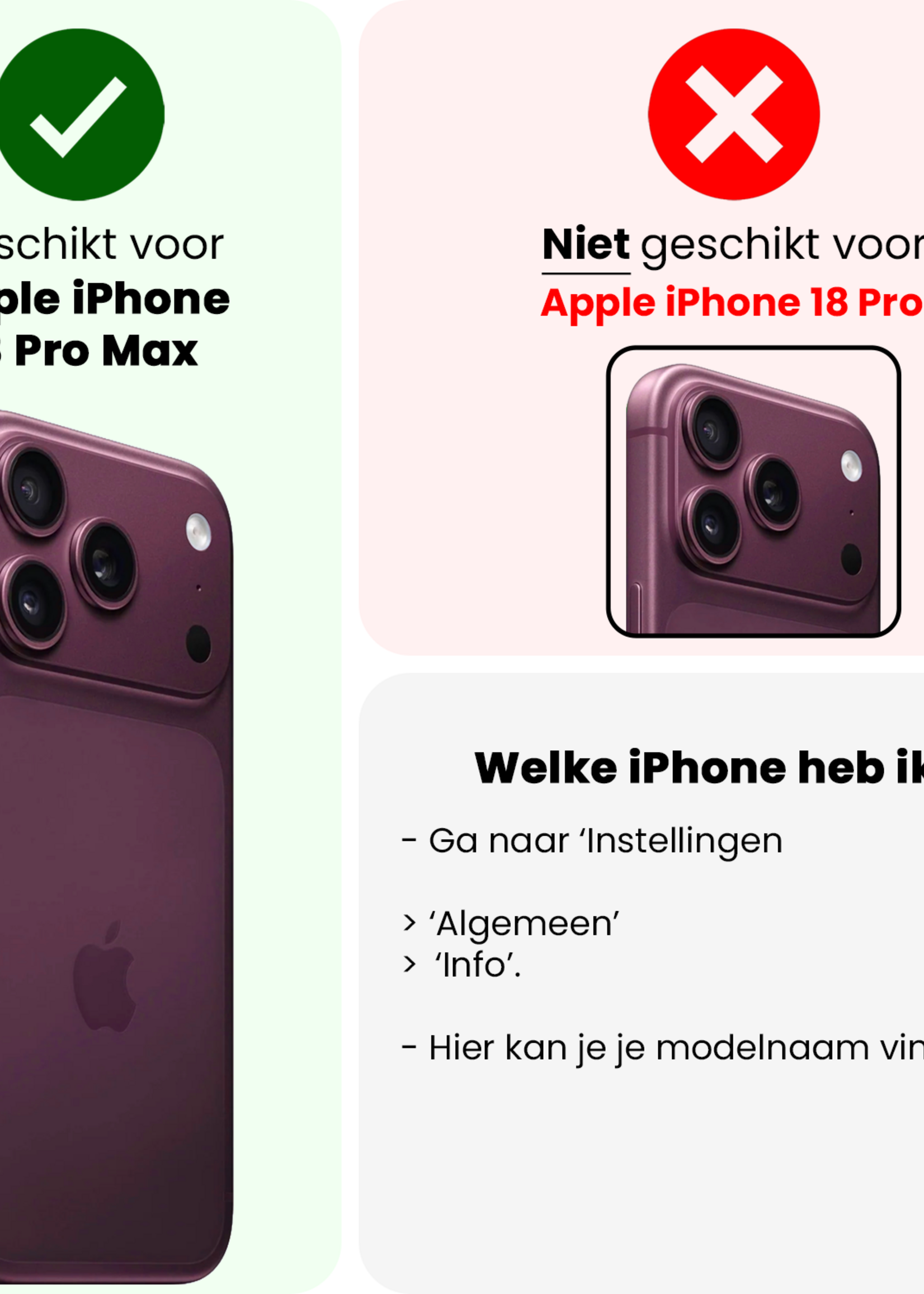 BTH BTH iPhone 18 Pro Max Hoesje Transparant Shockproof Met Zwart Koord