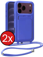 BTH BTH iPhone 18 Pro Hoesje Pashouder met Koord - Fel Blauw - 2 PACK