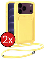 BTH BTH iPhone 18 Pro Hoesje Pashouder met Koord - Geel - 2 PACK