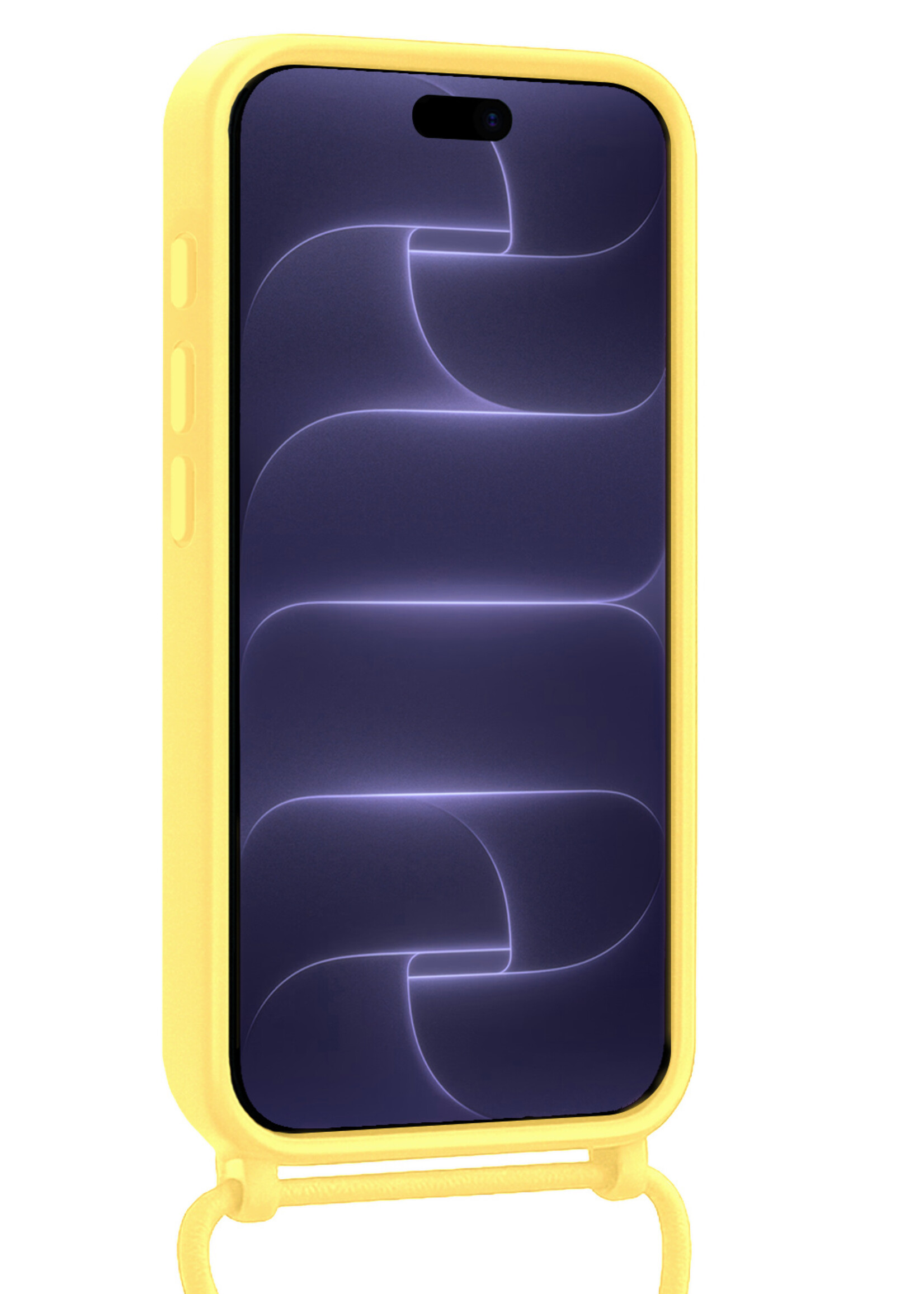 BTH BTH iPhone 18 Pro Hoesje Pashouder met Koord Met Screenprotector - Geel