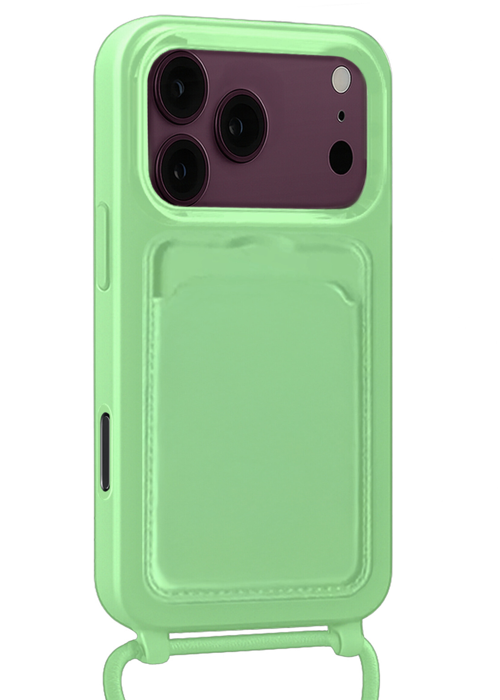 BTH BTH iPhone 18 Pro Hoesje Pashouder met Koord Met 2x Screenprotector - Groen