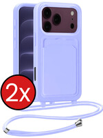 BTH BTH iPhone 18 Pro Hoesje Pashouder met Koord - Lila - 2 PACK
