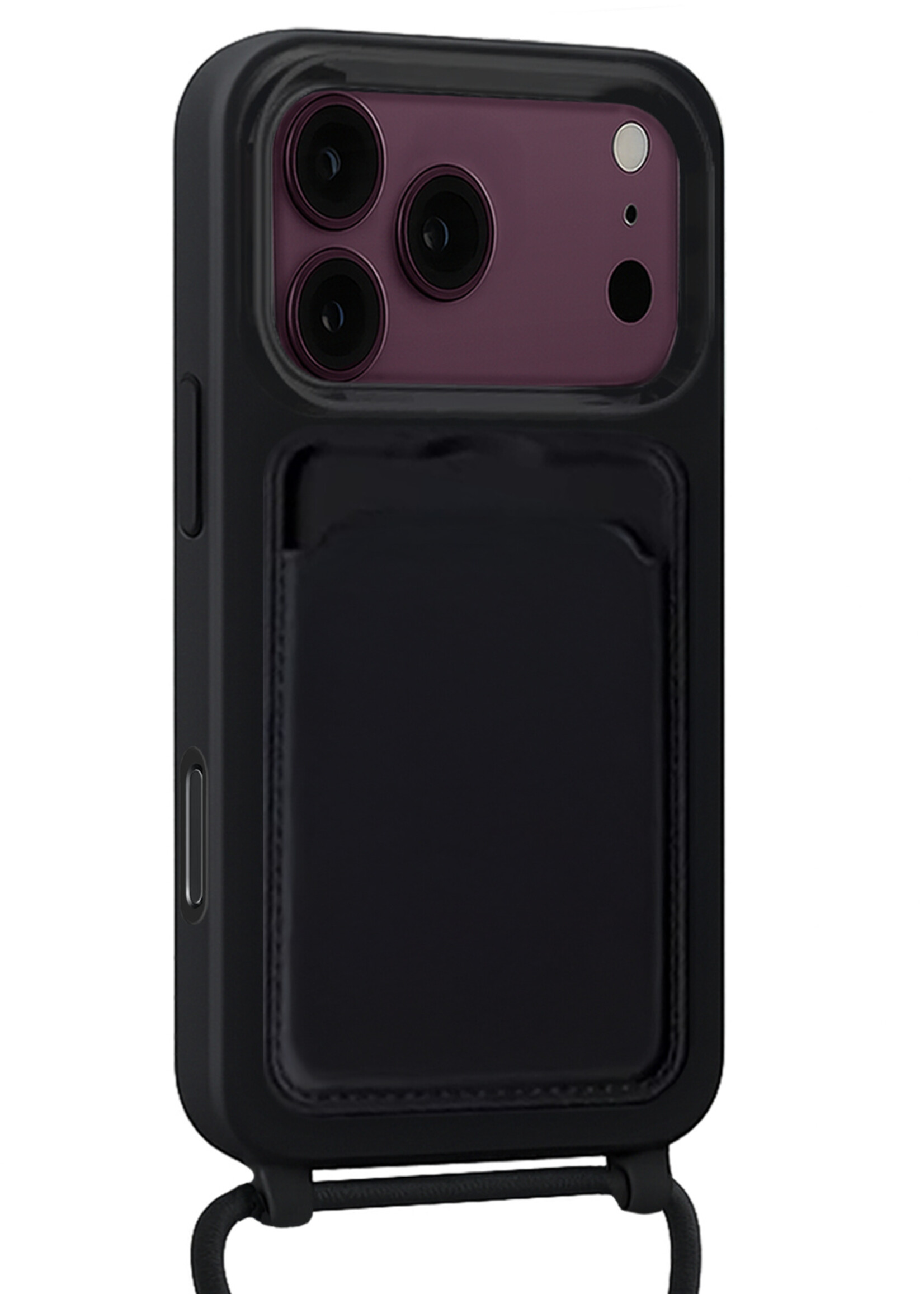 BTH BTH iPhone 18 Pro Hoesje Pashouder met Koord - Zwart - 2 PACK