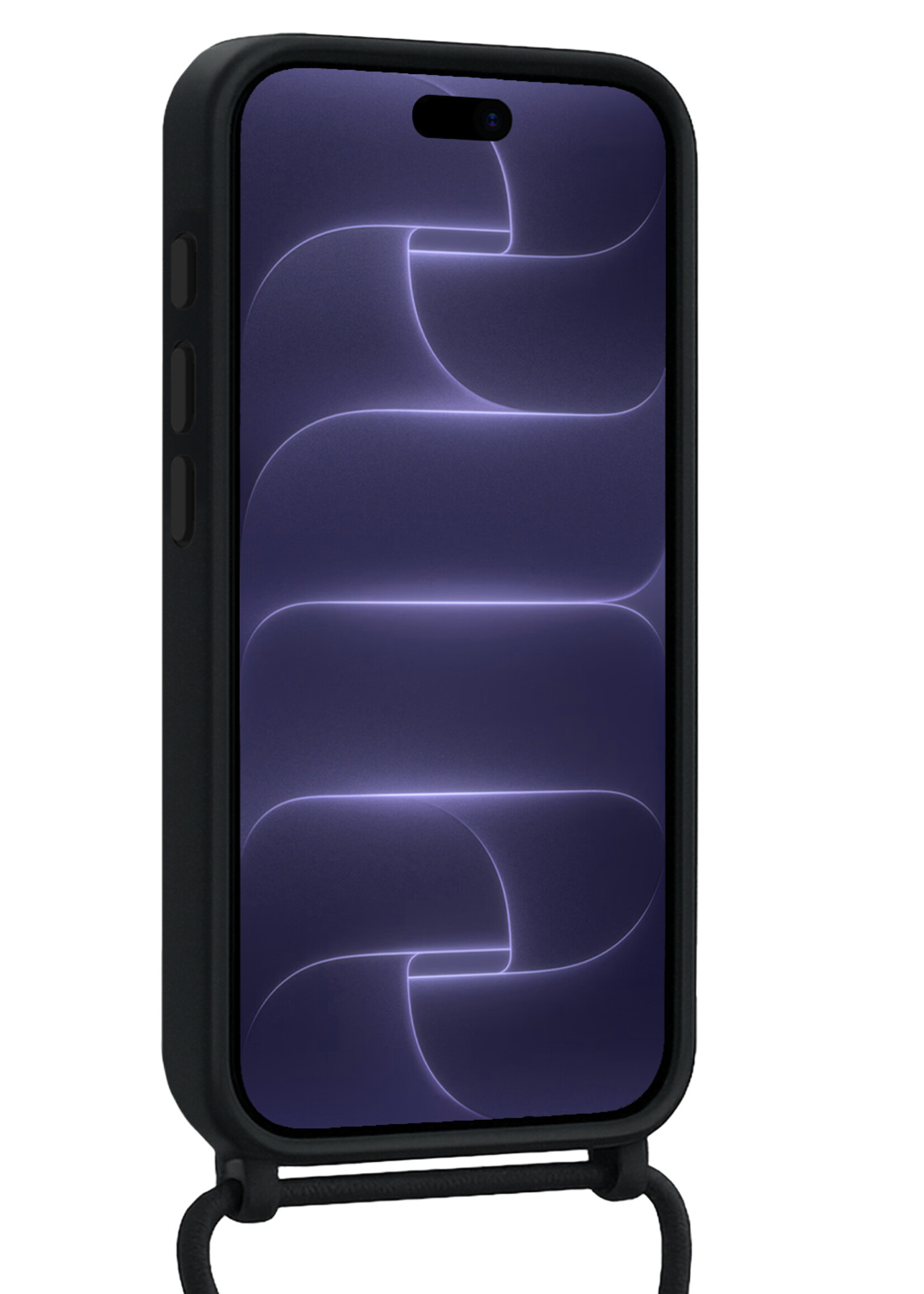 BTH BTH iPhone 18 Pro Hoesje Pashouder met Koord Met Screenprotector - Zwart