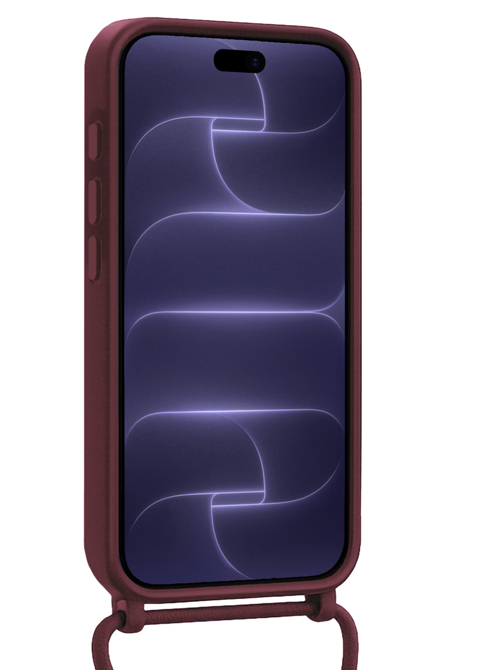 BTH BTH iPhone 18 Pro Max Hoesje Pashouder met Koord - Aubergine - 2 PACK