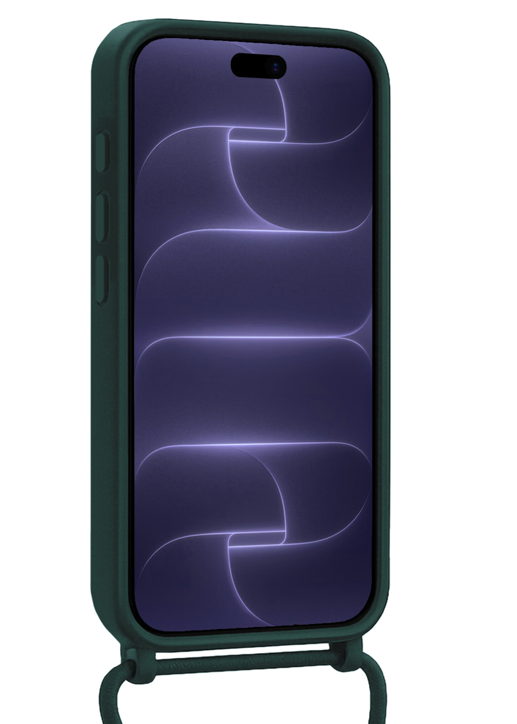 BTH BTH iPhone 18 Pro Max Hoesje Pashouder met Koord Met 2x Screenprotector - Donkergroen