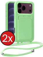 BTH BTH iPhone 18 Pro Max Hoesje Pashouder met Koord - Groen - 2 PACK