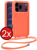 BTH BTH iPhone 18 Pro Max Hoesje Pashouder met Koord - Papaya - 2 PACK
