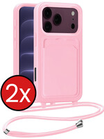 BTH BTH iPhone 18 Pro Max Hoesje Pashouder met Koord - Lichtroze - 2 PACK