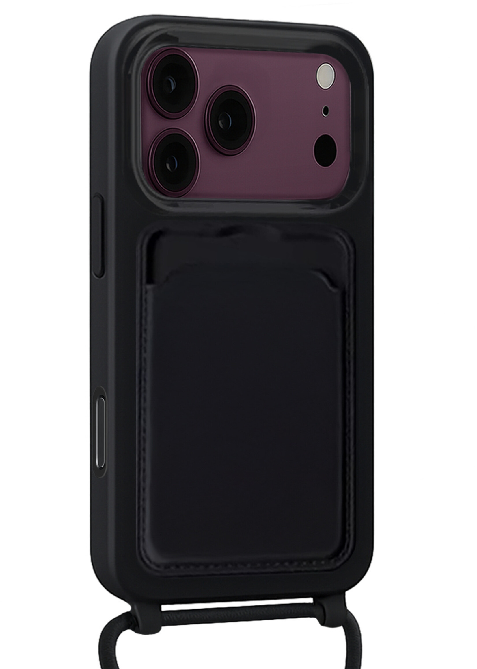 BTH BTH iPhone 18 Pro Max Hoesje Pashouder met Koord - Zwart - 2 PACK