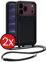 BTH BTH iPhone 18 Pro Max Hoesje Pashouder met Koord - Zwart - 2 PACK