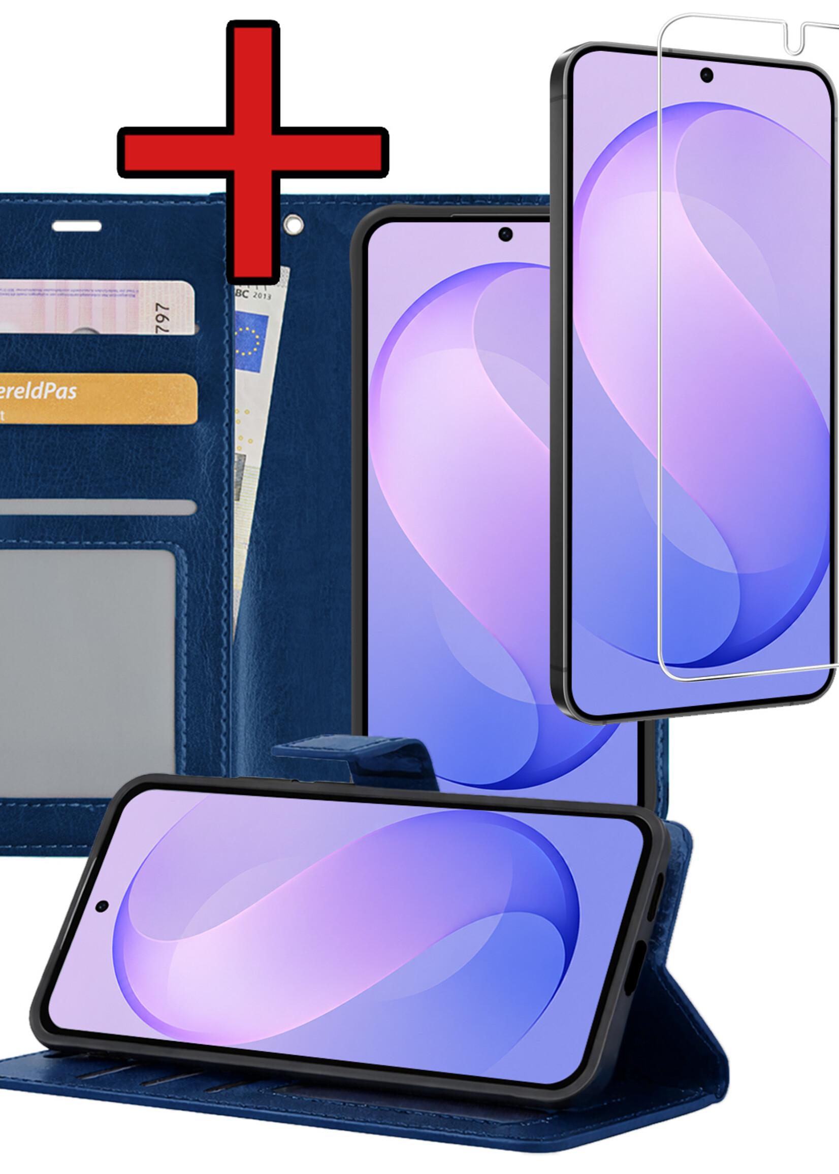 BTH BTH Samsung Galaxy S26 FE Hoesje Bookcase Met Screenprotector - Donkerblauw