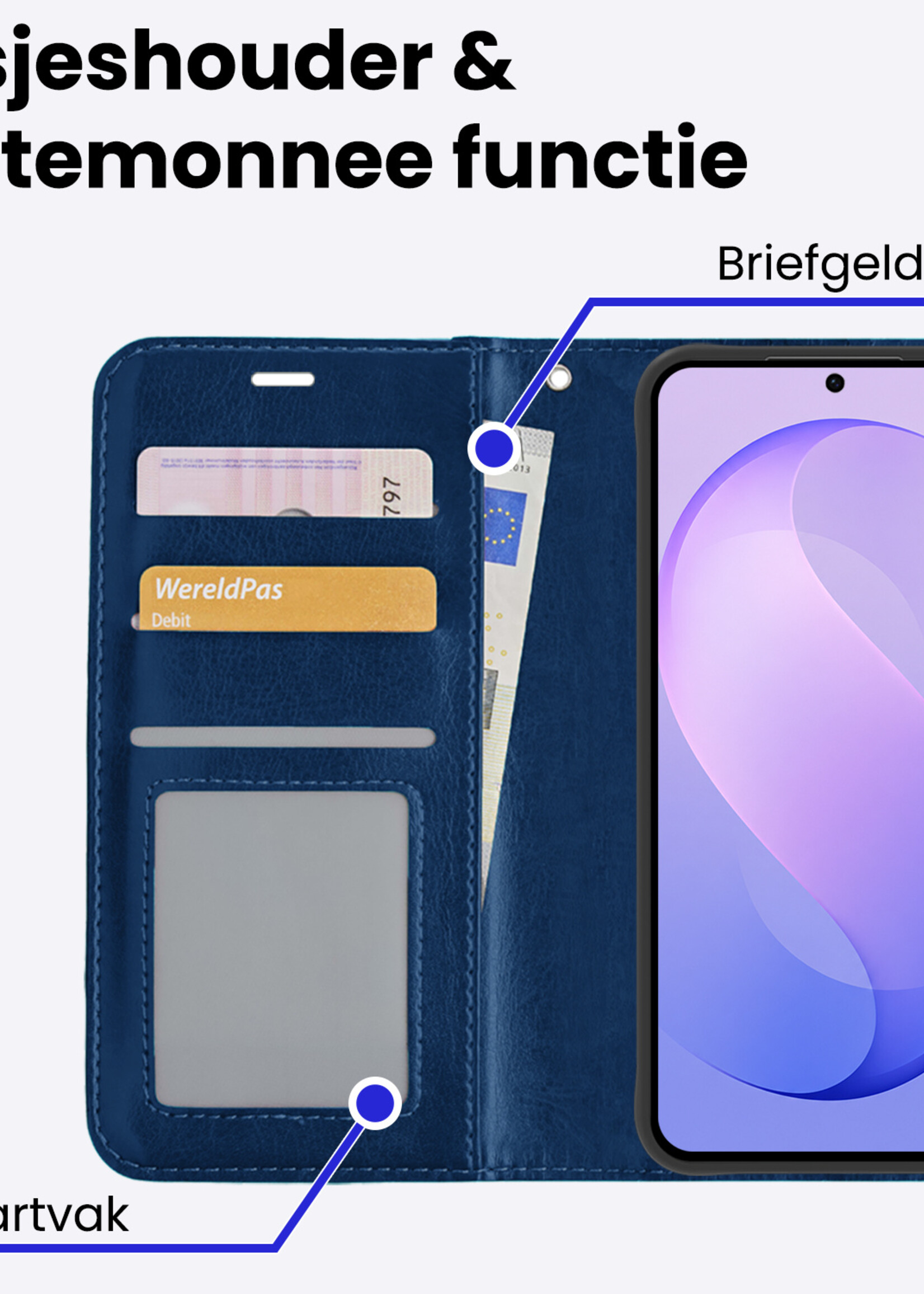 BTH BTH Samsung Galaxy S26 FE Hoesje Bookcase Met Screenprotector - Donkerblauw