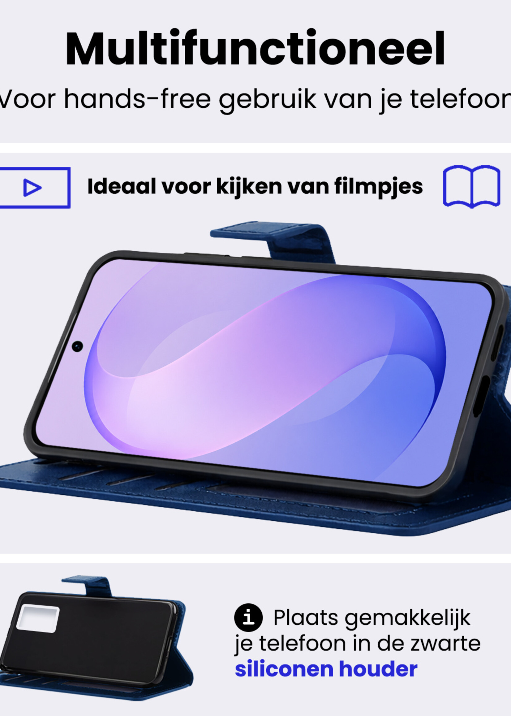 BTH BTH Samsung Galaxy S26 FE Hoesje Bookcase Met Screenprotector - Donkerblauw