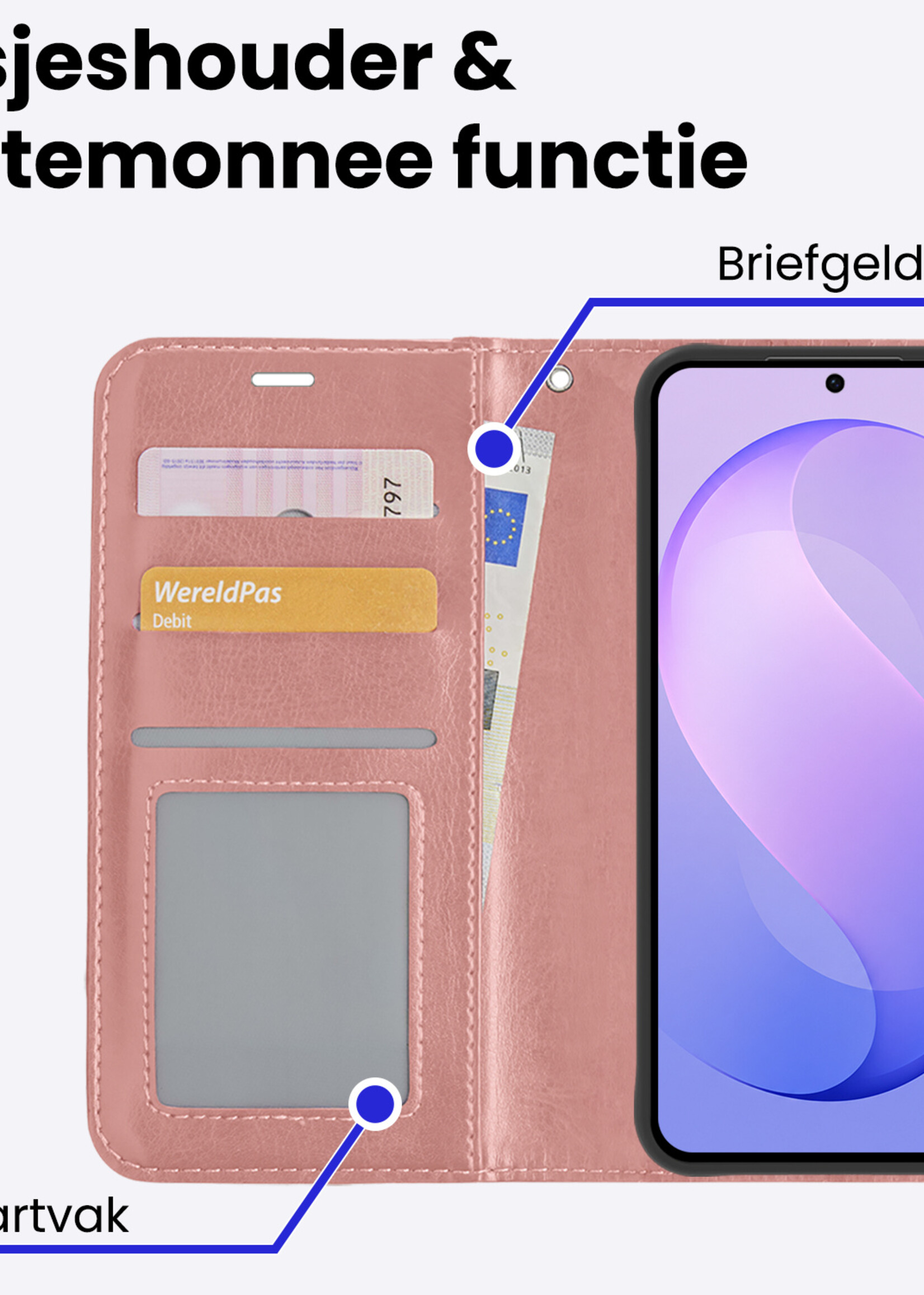 BTH BTH Samsung Galaxy S26 FE Hoesje Bookcase Met Screenprotector - Rose Goud