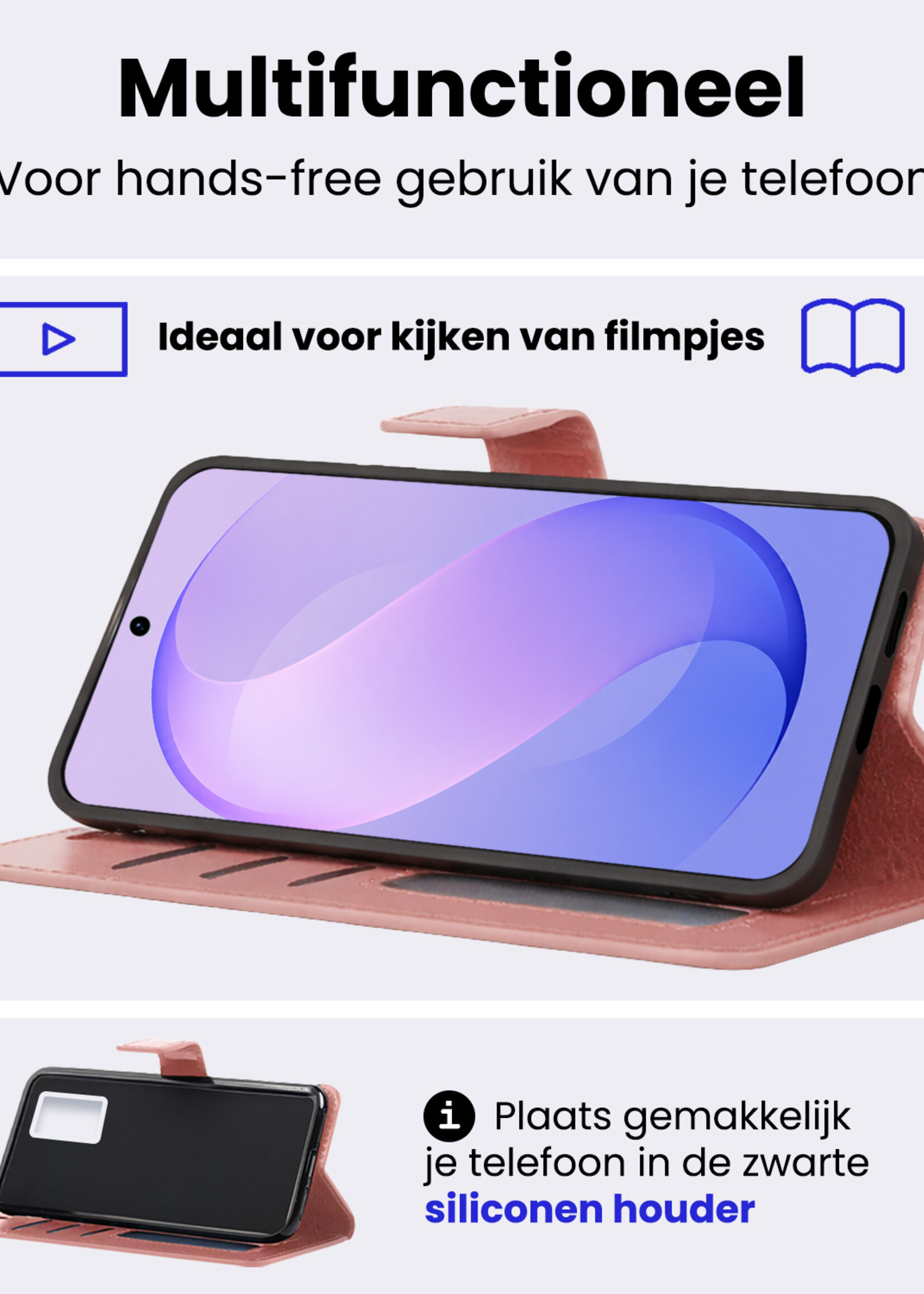 BTH BTH Samsung Galaxy S26 FE Hoesje Bookcase Met Screenprotector - Rose Goud