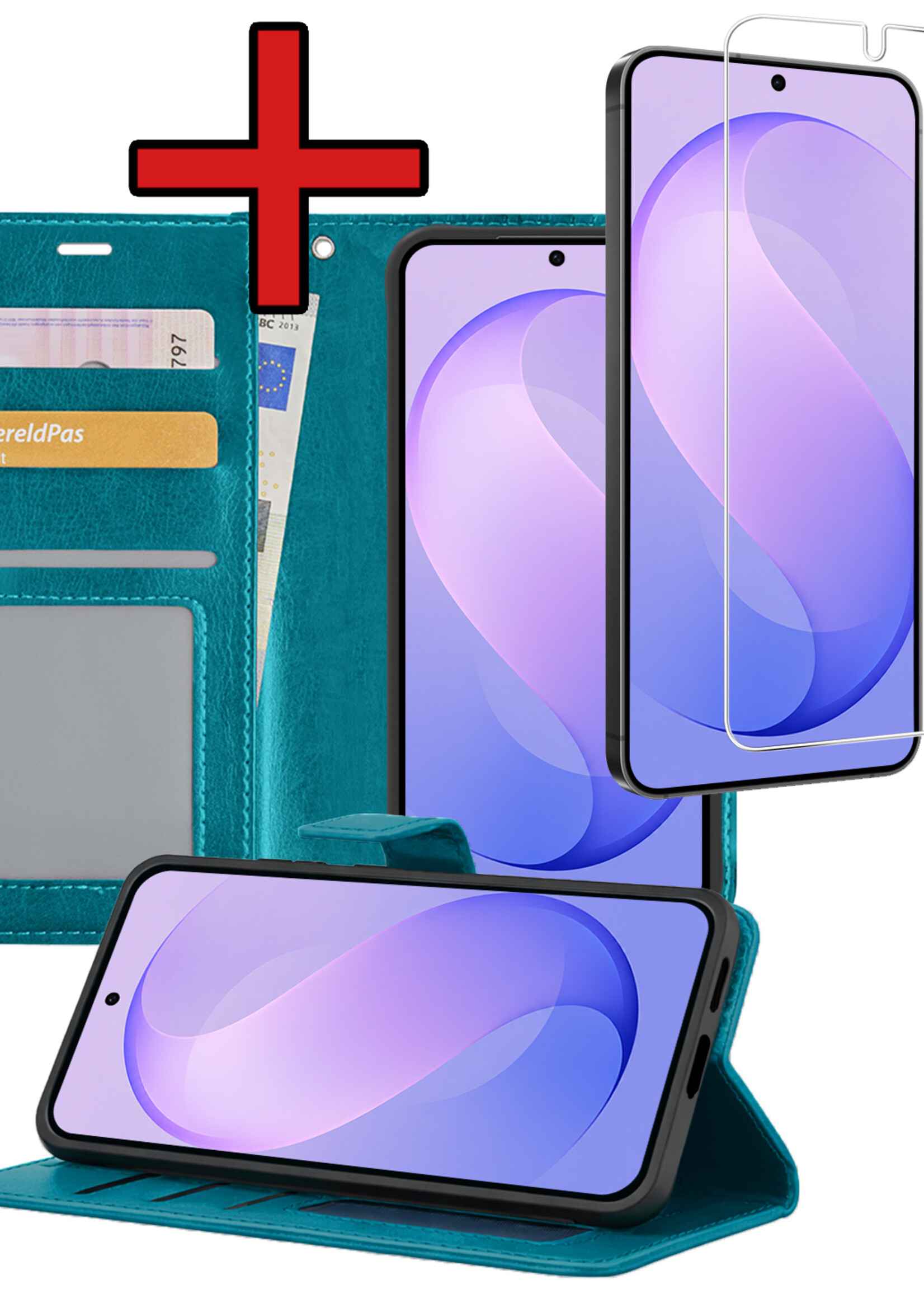 BTH BTH Samsung Galaxy S26 FE Hoesje Bookcase Met Screenprotector - Turquoise