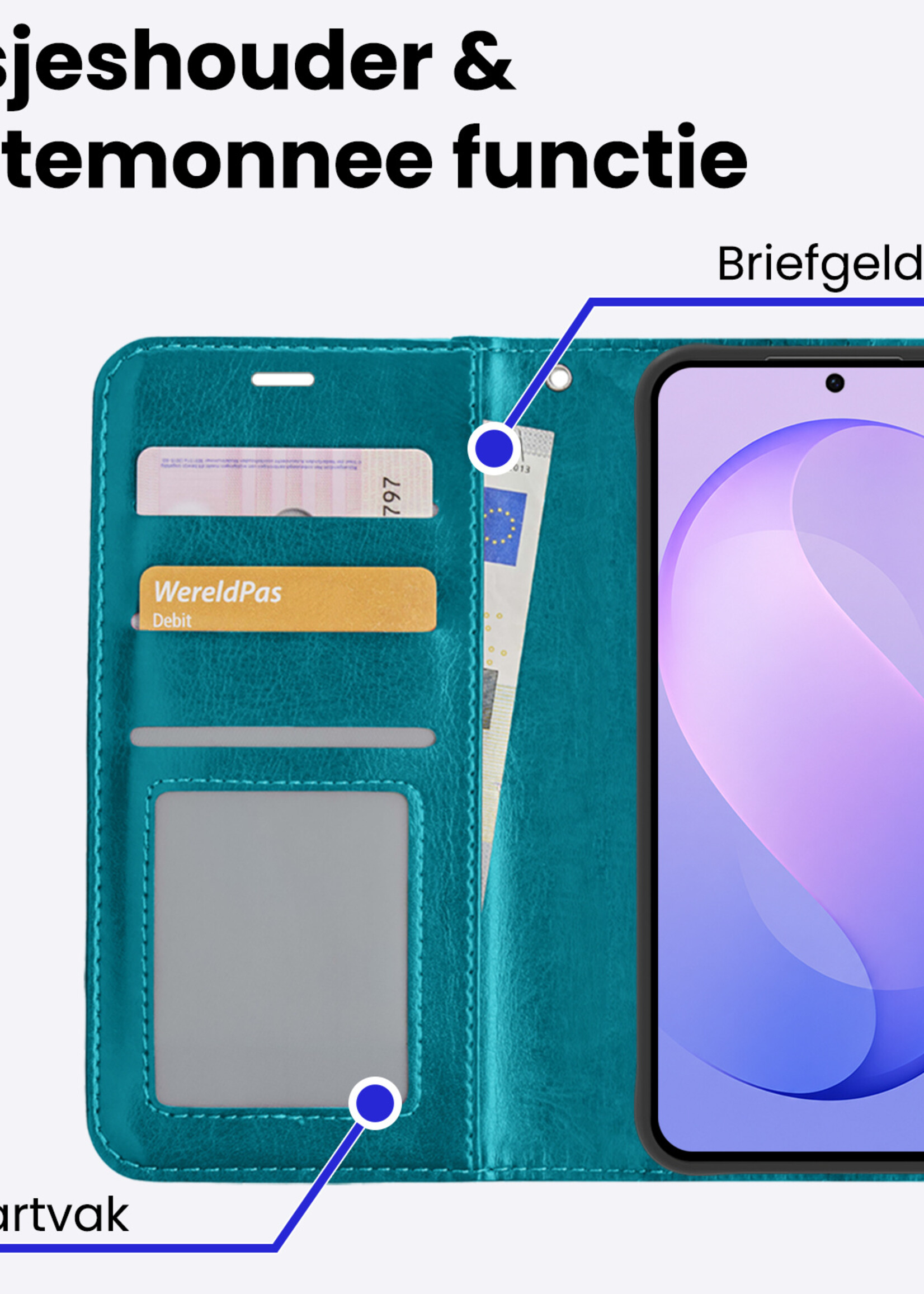 BTH BTH Samsung Galaxy S26 FE Hoesje Bookcase Met Screenprotector - Turquoise