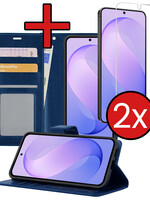 BTH BTH Samsung Galaxy S26 FE Hoesje Bookcase Met 2x Screenprotector - Donkerblauw